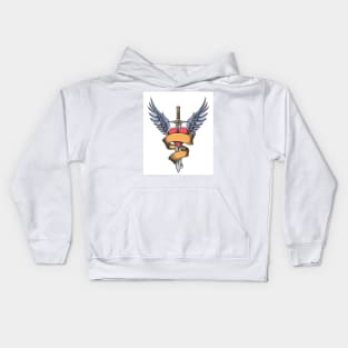 Sword with Heart and Wings Colorful Kids Hoodie